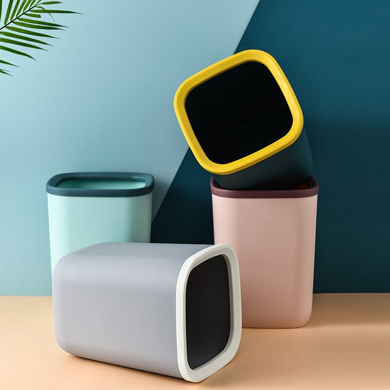 Portable Plastic Trash Can Garbage Bin