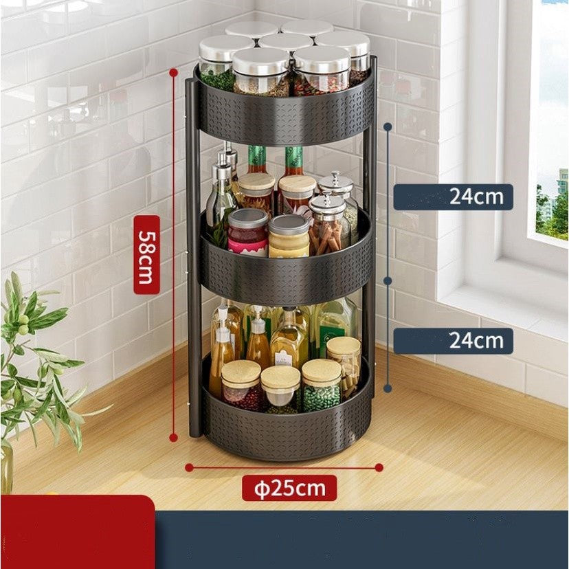 (HOME+) Local Kitchen 360 Rotating Tray Rack Lazy Susan Turntable For Kitchen Storage and Desk Storage