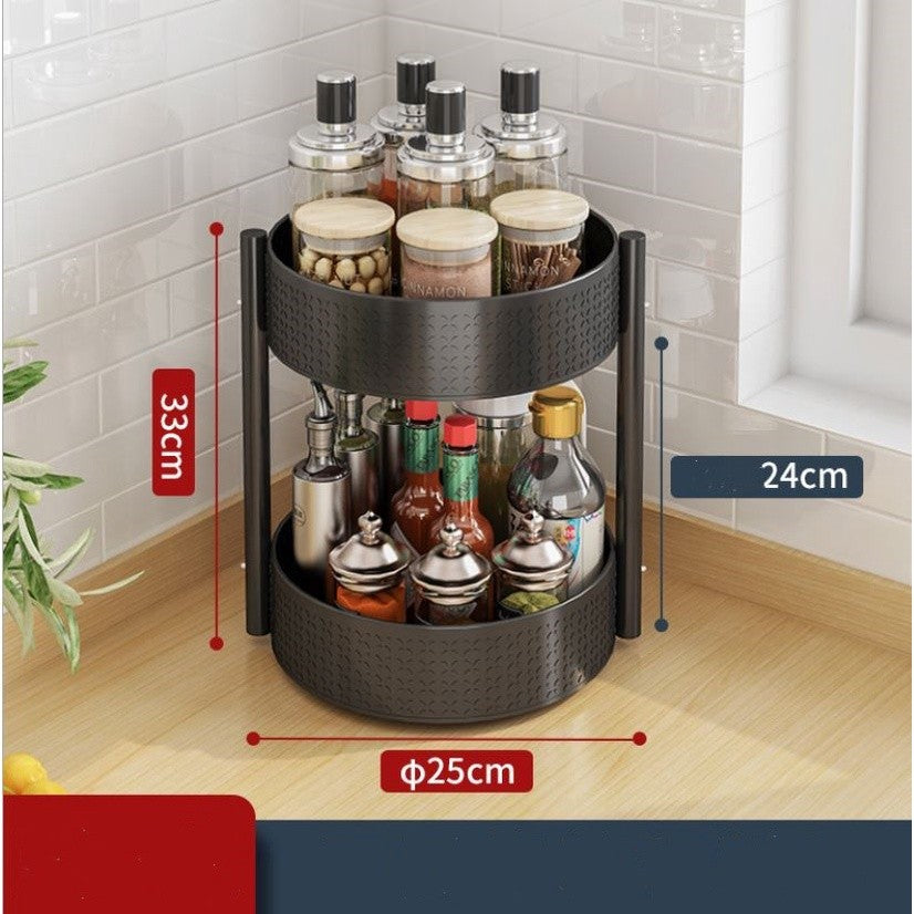 (HOME+) Local Kitchen 360 Rotating Tray Rack Lazy Susan Turntable For Kitchen Storage and Desk Storage