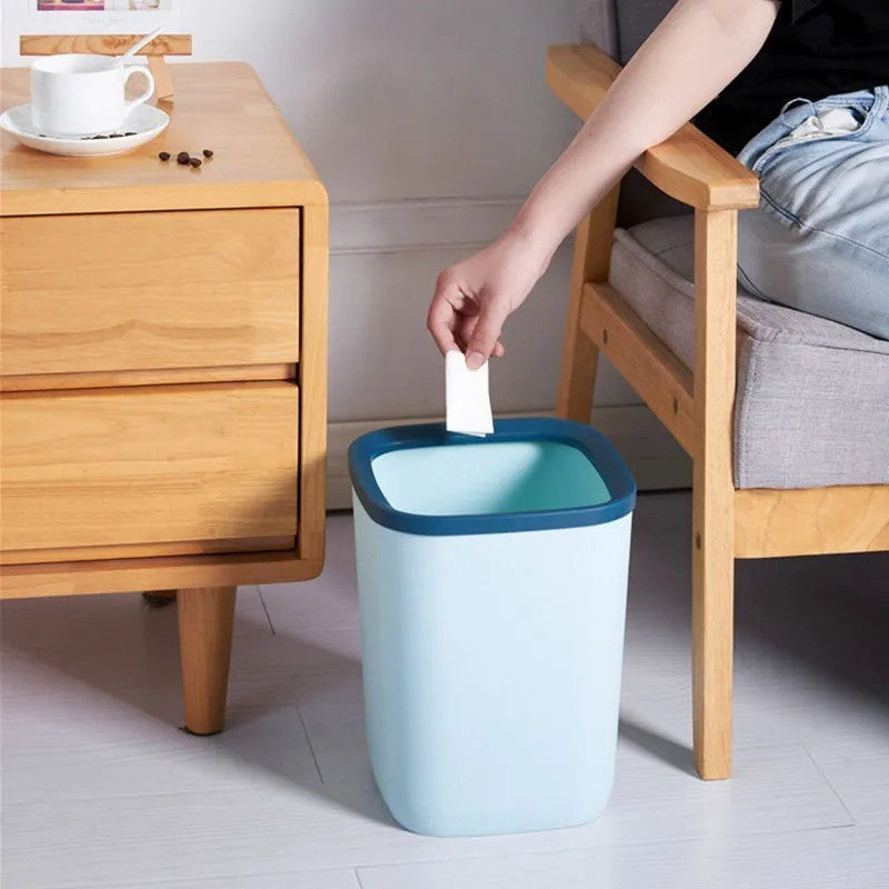 (HOME+) Portable Plastic Trash Can Garbage Bin