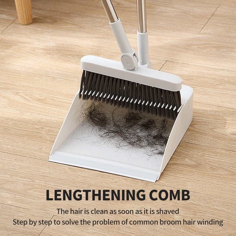 (HOME+) Rotatable Broom and Wind Proof Dust Pan with Broom Comb Broom Set
