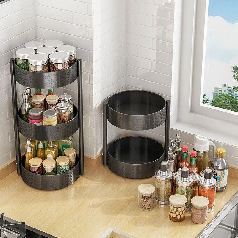 (HOME+) Local Kitchen 360 Rotating Tray Rack Lazy Susan Turntable For Kitchen Storage and Desk Storage