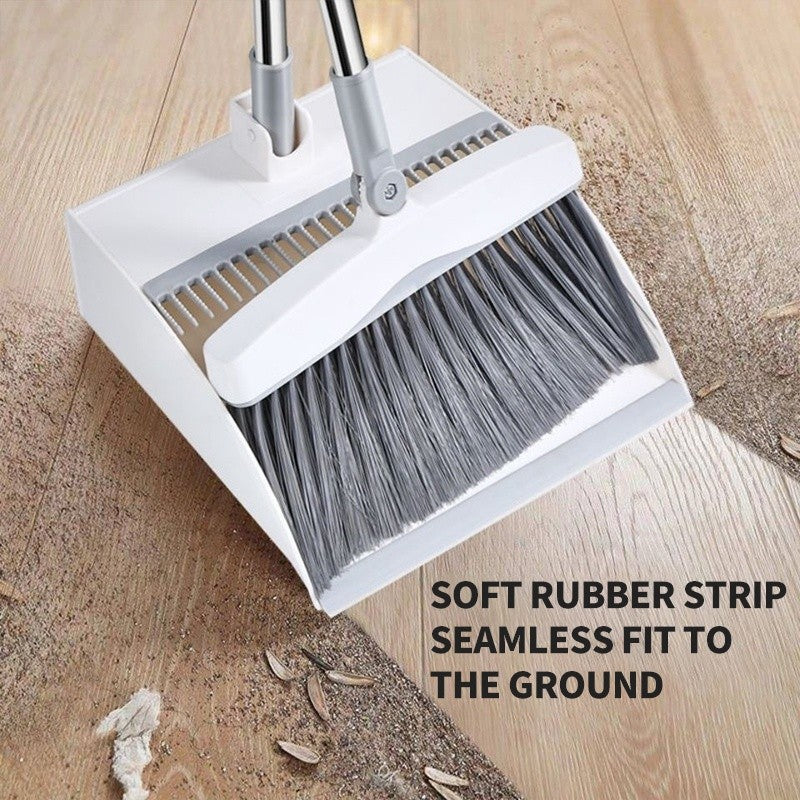 (HOME+) Rotatable Broom and Wind Proof Dust Pan with Broom Comb Broom Set