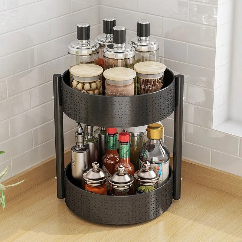 (HOME+) Local Kitchen 360 Rotating Tray Rack Lazy Susan Turntable For Kitchen Storage and Desk Storage