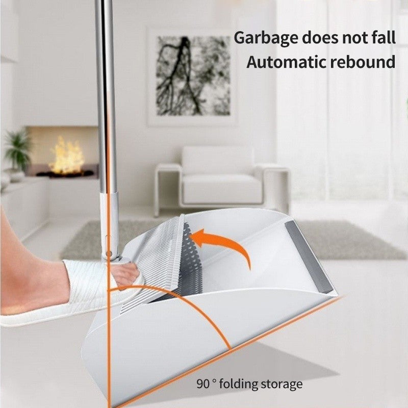 (HOME+) Rotatable Broom and Wind Proof Dust Pan with Broom Comb Broom Set