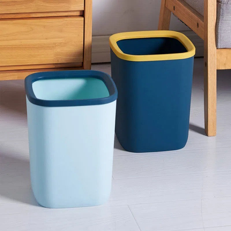 (HOME+) Portable Plastic Trash Can Garbage Bin