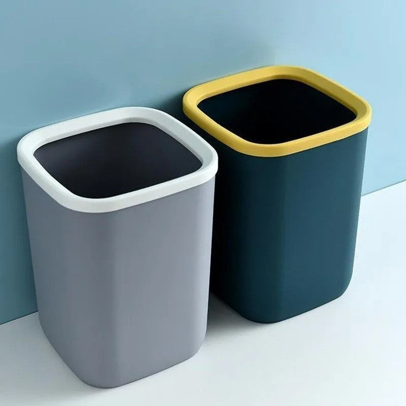 (HOME+) Portable Plastic Trash Can Garbage Bin