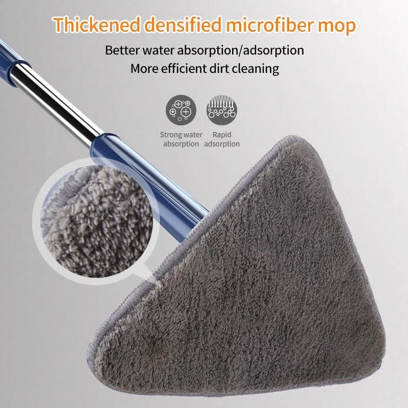 Triangular Mop 360° Rotatable Adjustable 130cm Self-extrusion Type Hands-free Easy Drainage Wiper Window Water Brush