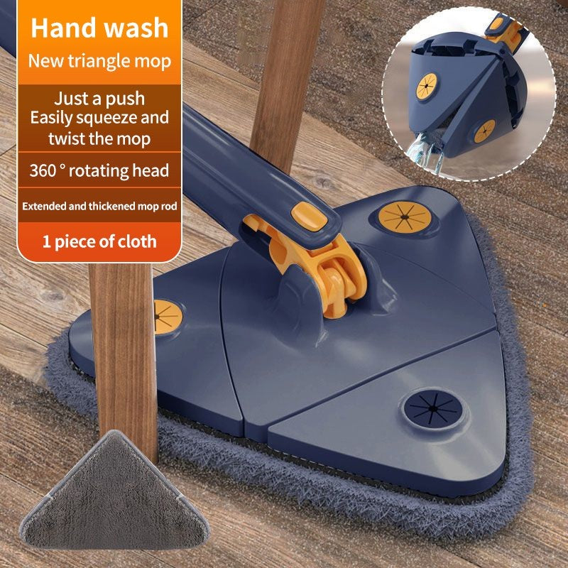 Triangular Mop 360° Rotatable Adjustable 130cm Self-extrusion Type Hands-free Easy Drainage Wiper Window Water Brush