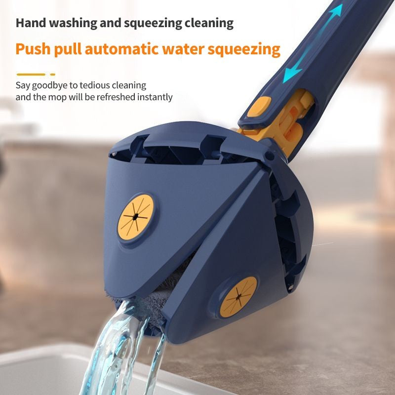 Triangular Mop 360° Rotatable Adjustable 130cm Self-extrusion Type Hands-free Easy Drainage Wiper Window Water Brush