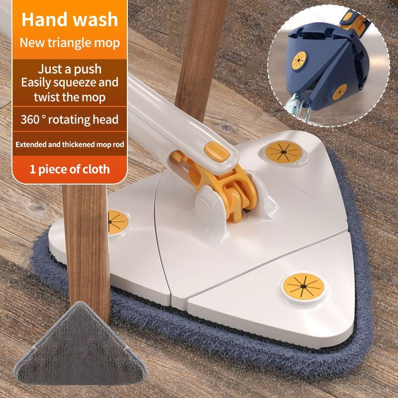 Triangular Mop 360° Rotatable Adjustable 130cm Self-extrusion Type Hands-free Easy Drainage Wiper Window Water Brush