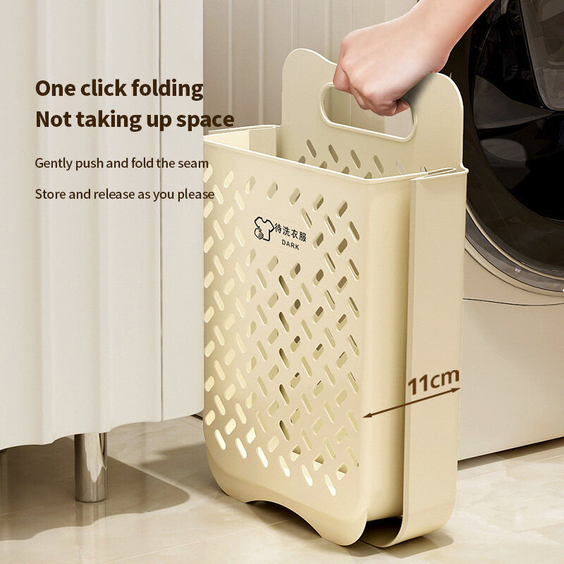 (HOME+) Wall Mounted Dirty Clothes Basket Household Folding Laundry Basket