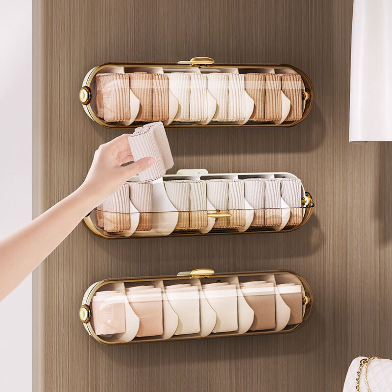 (HOME+) Light Luxury Home Transparent Bedroom Wardrobe Wall Hanging Storage Socks Storage Tool Underwear Storage Box