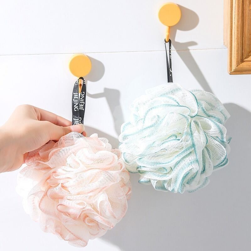(HOME+) Portable Shower Bath Ball Large Mesh Bath Flower Bath Sponge Body Brush Bathroom Accessories