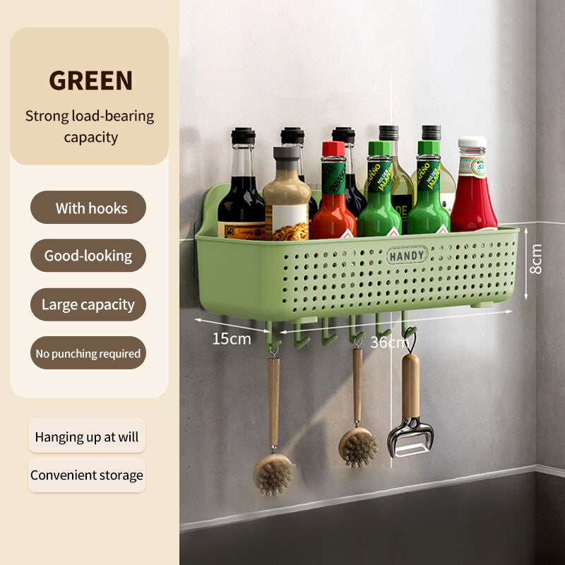 (HOME+) Kitchen Storage Rack Home Bathroom Non Perforated Wall Mounted Washbasin Drain Storage Rack