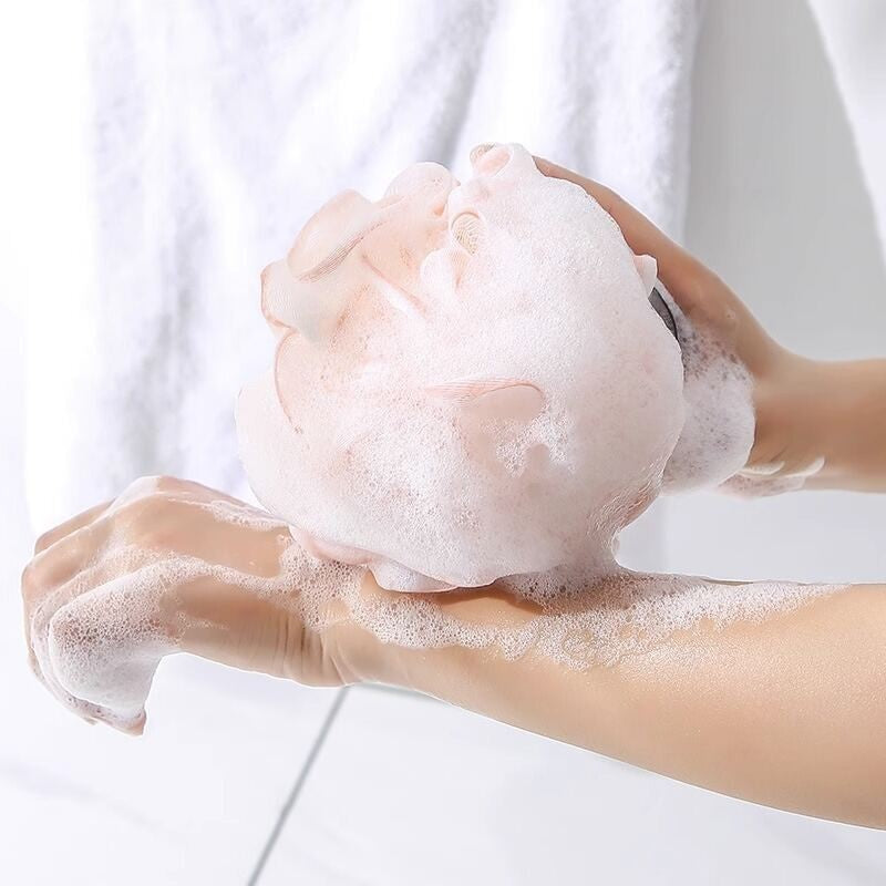 (HOME+) Portable Shower Bath Ball Large Mesh Bath Flower Bath Sponge Body Brush Bathroom Accessories