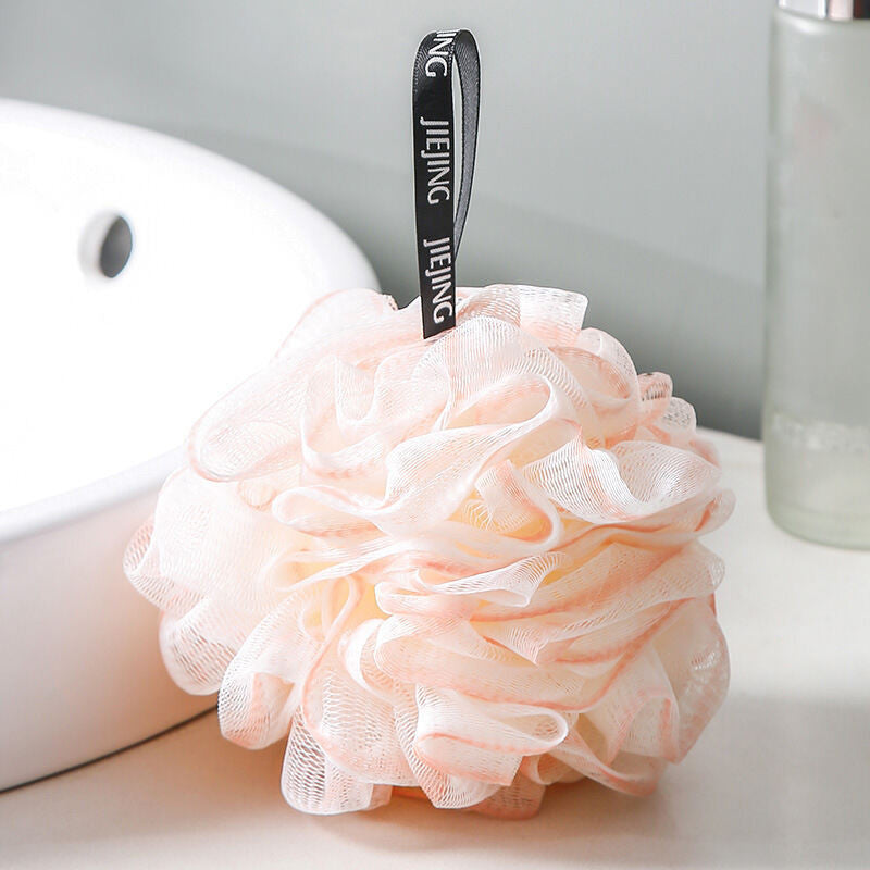 (HOME+) Portable Shower Bath Ball Large Mesh Bath Flower Bath Sponge Body Brush Bathroom Accessories