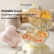 (HOME+) Mini Portable Medicine Box for Travel Multiple Compartments Packaged Pills Sealed Storage Box