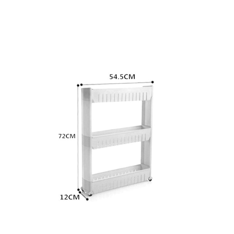 (HOME+) Plastic Seam Rack Storage Rack With Pulley Refrigerator Kitchen Seam Storage Rack Bathroom Storage Rack