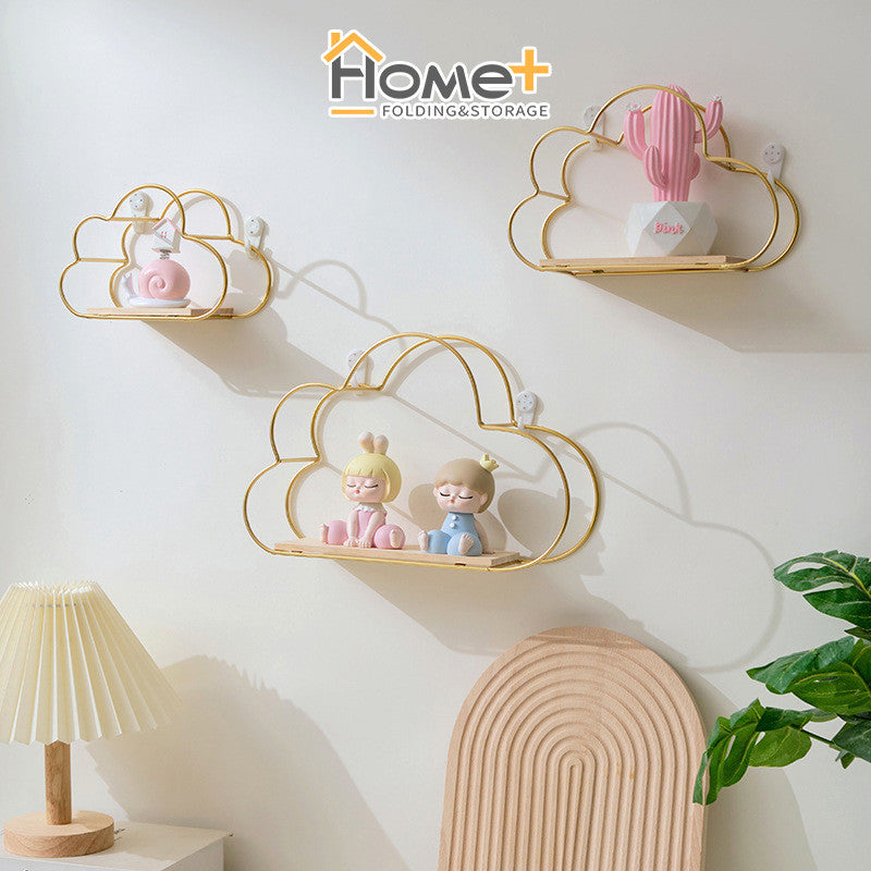 (HOME+) Nordic Iron Art Wall Storage Rack Living Room Wall Decoration Bedroom Wall Storage Rack Bathroom Sorting Rack