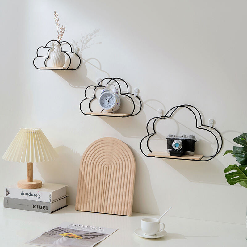 (HOME+) Nordic Iron Art Wall Storage Rack Living Room Wall Decoration Bedroom Wall Storage Rack Bathroom Sorting Rack