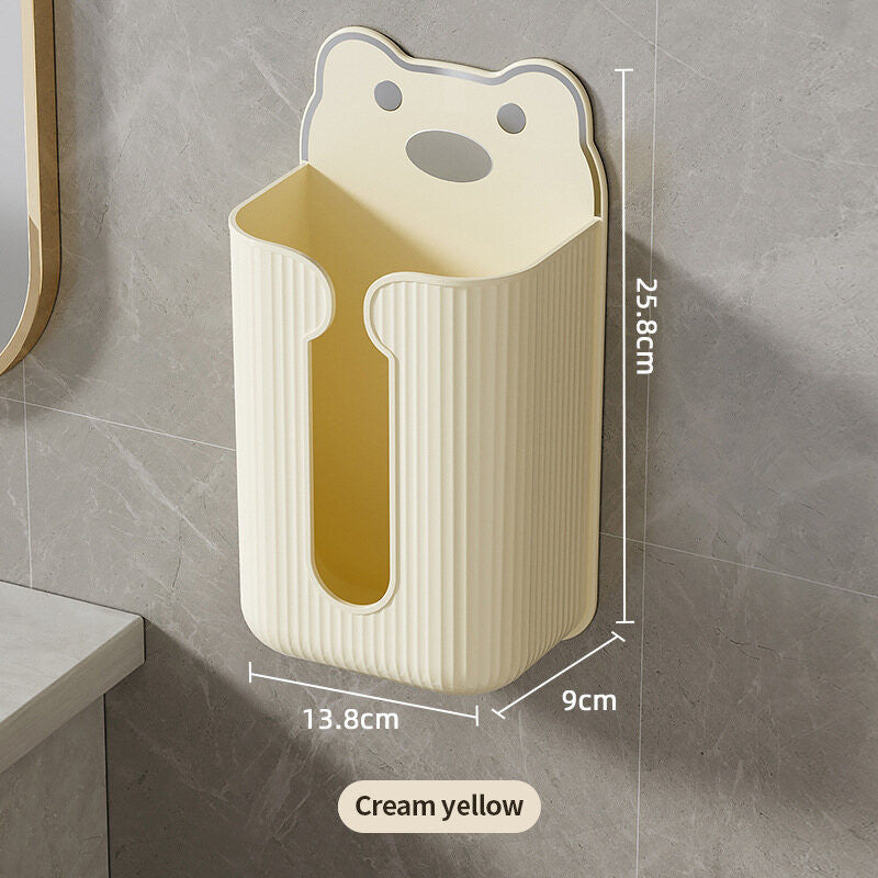 (HOME+) Bathroom Tissue Box Bathroom Washcloth Teddy Bear Storage Box Wall Mounted Kitchen Toilet Paper Drawer Box