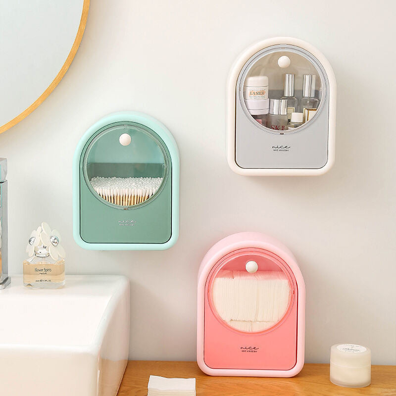(HOME+) Makeup Cotton Storage Box Wall Mounted Makeup Removal Cotton Box