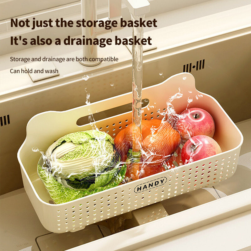 (HOME+) Kitchen Storage Rack Home Bathroom Non Perforated Wall Mounted Washbasin Drain Storage Rack