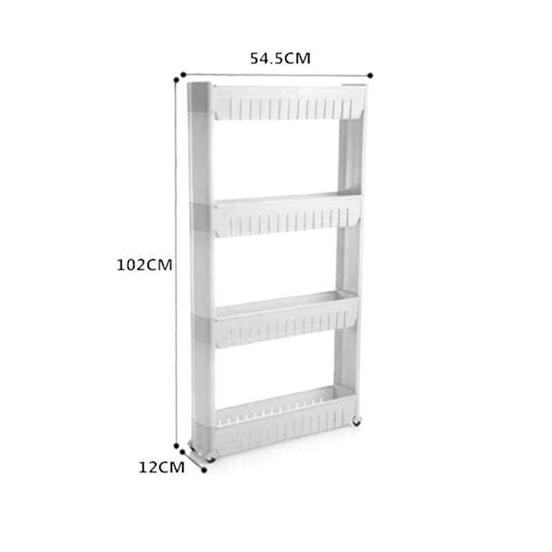(HOME+) Plastic Seam Rack Storage Rack With Pulley Refrigerator Kitchen Seam Storage Rack Bathroom Storage Rack