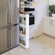 (HOME+) Plastic Seam Rack Storage Rack With Pulley Refrigerator Kitchen Seam Storage Rack Bathroom Storage Rack