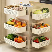 (HOME+) Kitchen Storage Rack Home Bathroom Non Perforated Wall Mounted Washbasin Drain Storage Rack