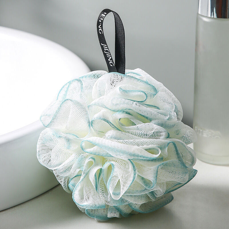 (HOME+) Portable Shower Bath Ball Large Mesh Bath Flower Bath Sponge Body Brush Bathroom Accessories