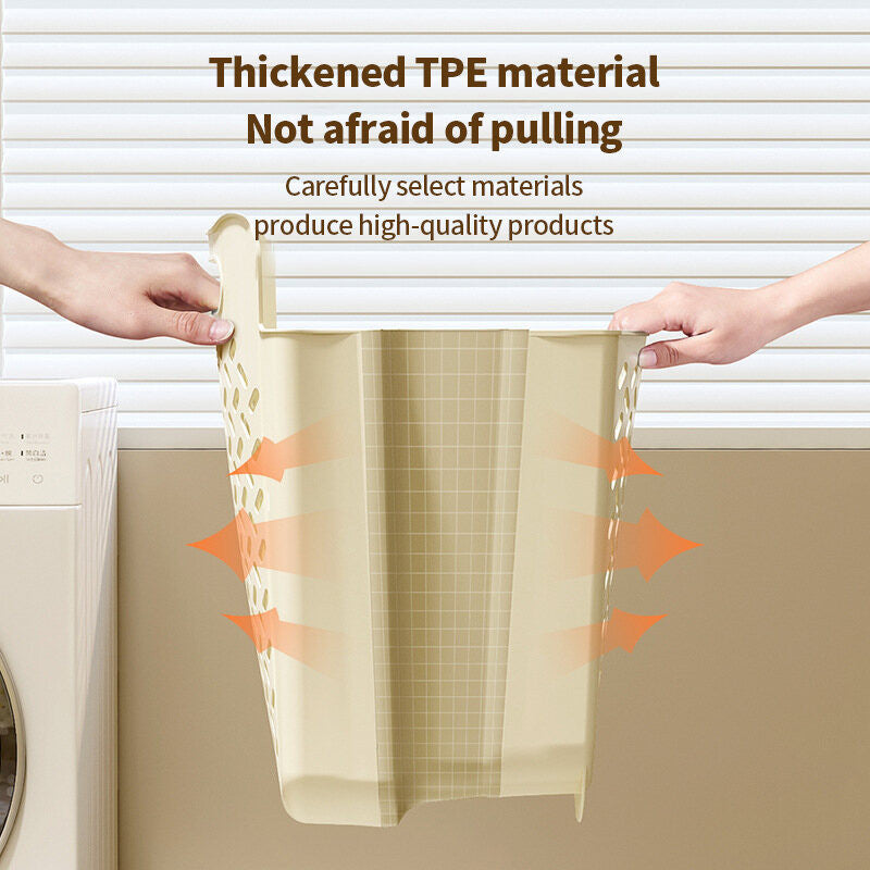 (HOME+) Wall Mounted Dirty Clothes Basket Household Folding Laundry Basket
