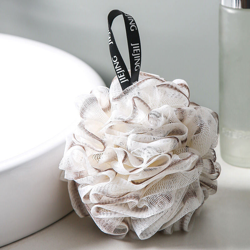 (HOME+) Portable Shower Bath Ball Large Mesh Bath Flower Bath Sponge Body Brush Bathroom Accessories