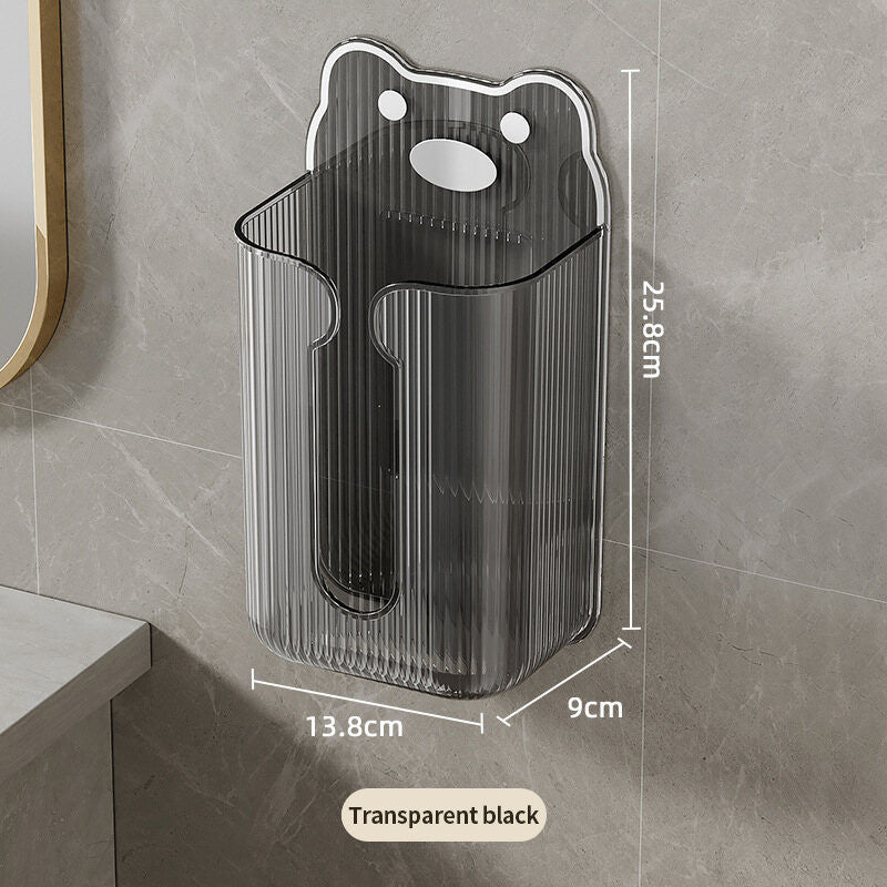 (HOME+) Bathroom Tissue Box Bathroom Washcloth Teddy Bear Storage Box Wall Mounted Kitchen Toilet Paper Drawer Box
