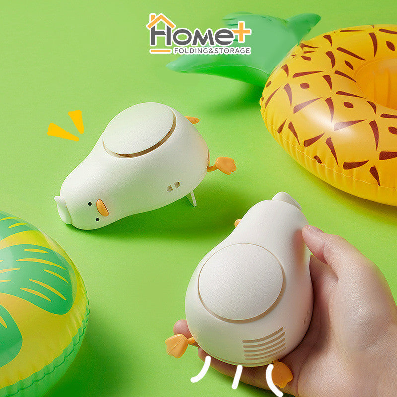 (HOME+) Lying Flat Duck Neck Hanging Fan Mini Cute Cartoon USB Charging Student Outdoor Portable Handheld Small Fan