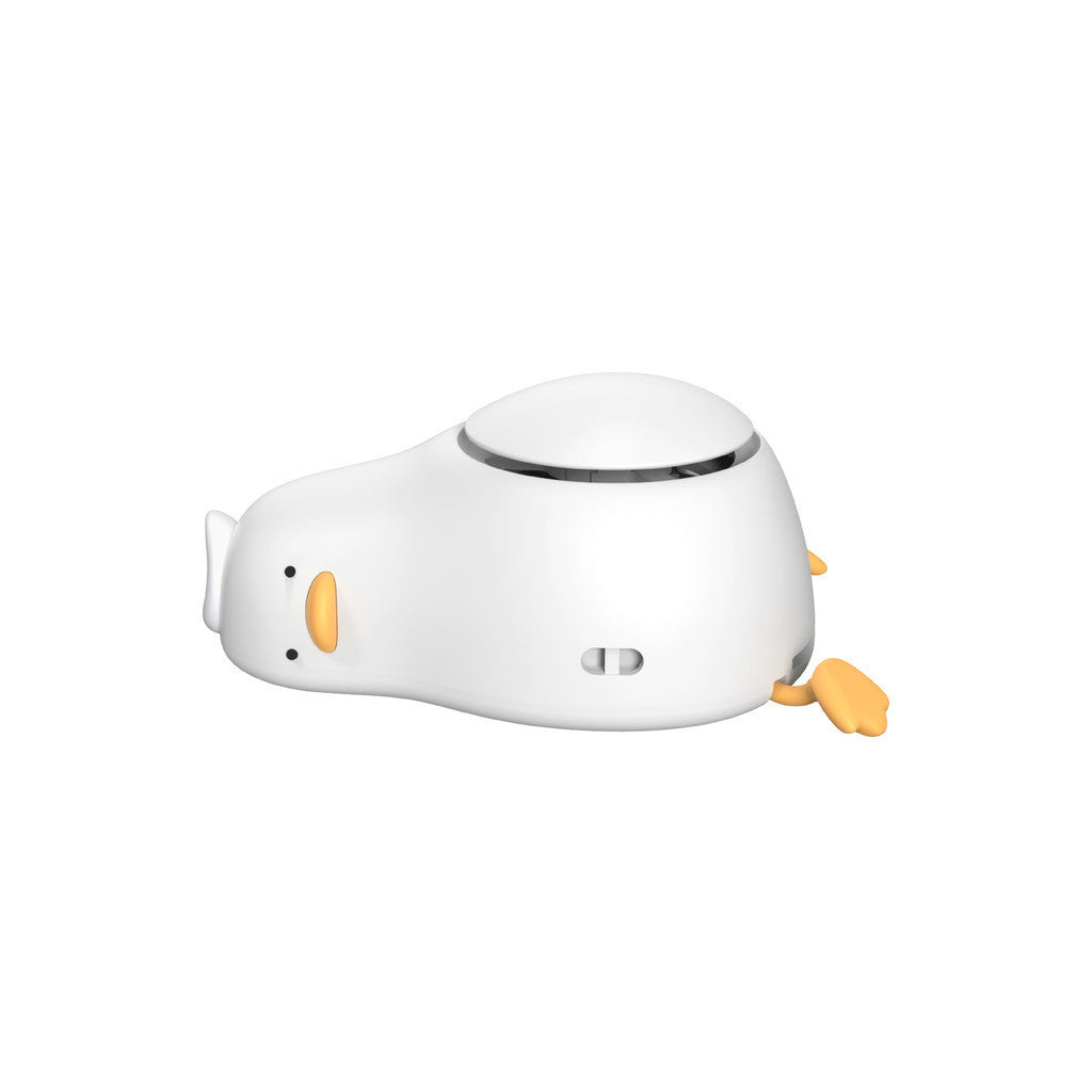 (HOME+) Lying Flat Duck Neck Hanging Fan Mini Cute Cartoon USB Charging Student Outdoor Portable Handheld Small Fan