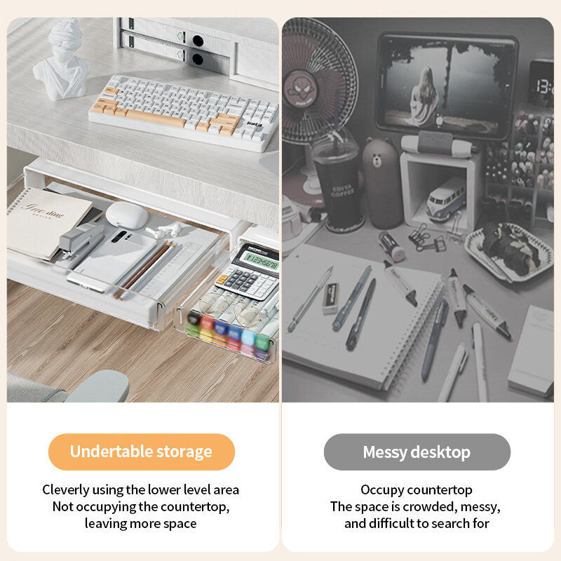 (HOME+) Drawer Style Storage Box Under Desk Large Capacity Office Desk Bottom Invisible Storage Box