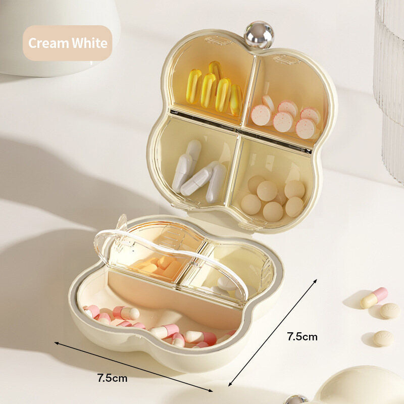 (HOME+) Mini Portable Medicine Box for Travel Multiple Compartments Packaged Pills Sealed Storage Box