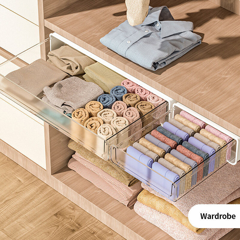 (HOME+) Drawer Style Storage Box Under Desk Large Capacity Office Desk Bottom Invisible Storage Box