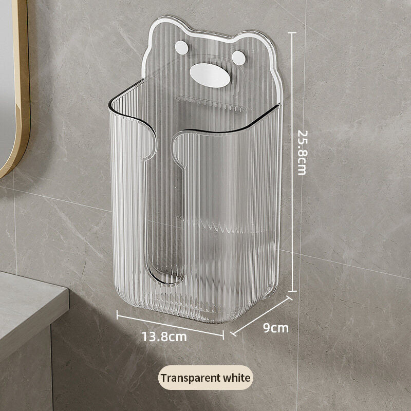 (HOME+) Bathroom Tissue Box Bathroom Washcloth Teddy Bear Storage Box Wall Mounted Kitchen Toilet Paper Drawer Box