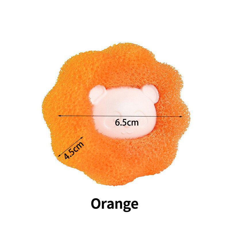 (HOME+) Little Bear Sponge Laundry Ball Anti entanglement Sticky Hair Ball Laundry Clothes Hair Cleaning Ball