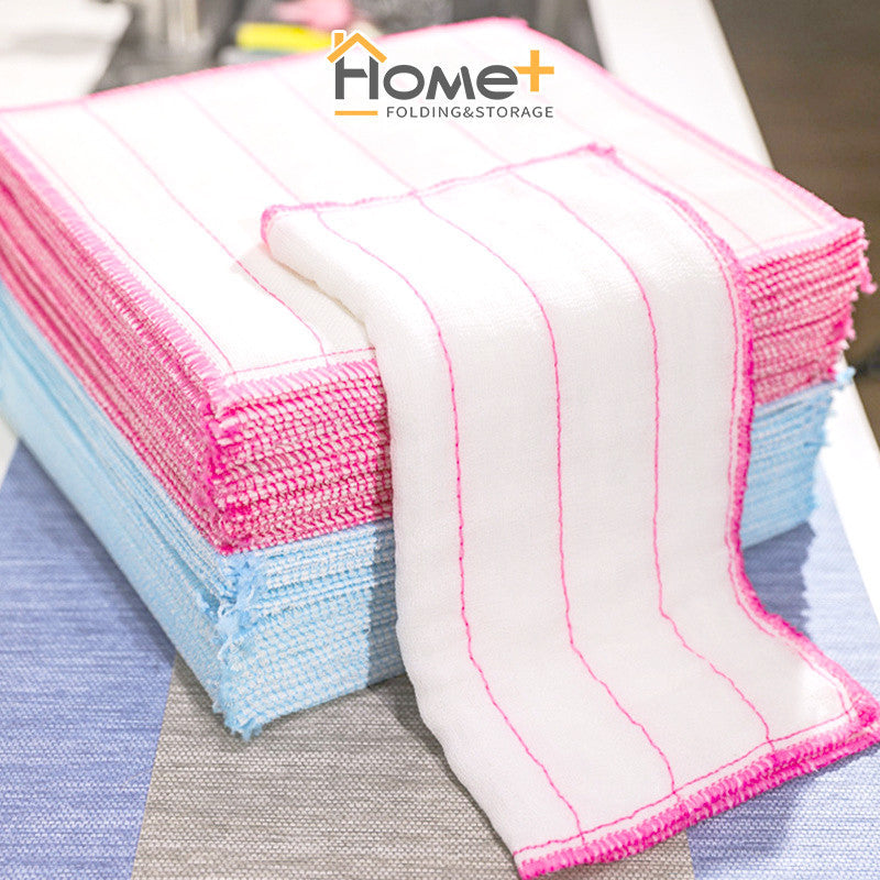 (HOME+) Cotton Yarn Dishwashing Cloth Kitchen Cloth Household Absorbent Non Greasy Pure Cotton Cloth