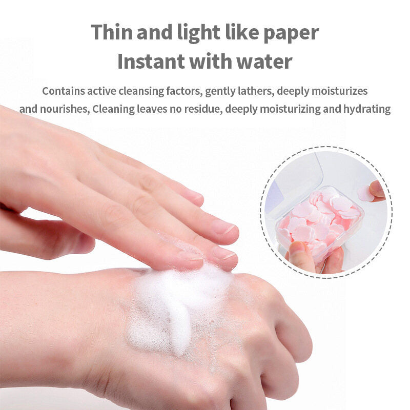 (HOME+) Portable Hand Sanitizer Disposable Travel Mini Petal Soap Tablets