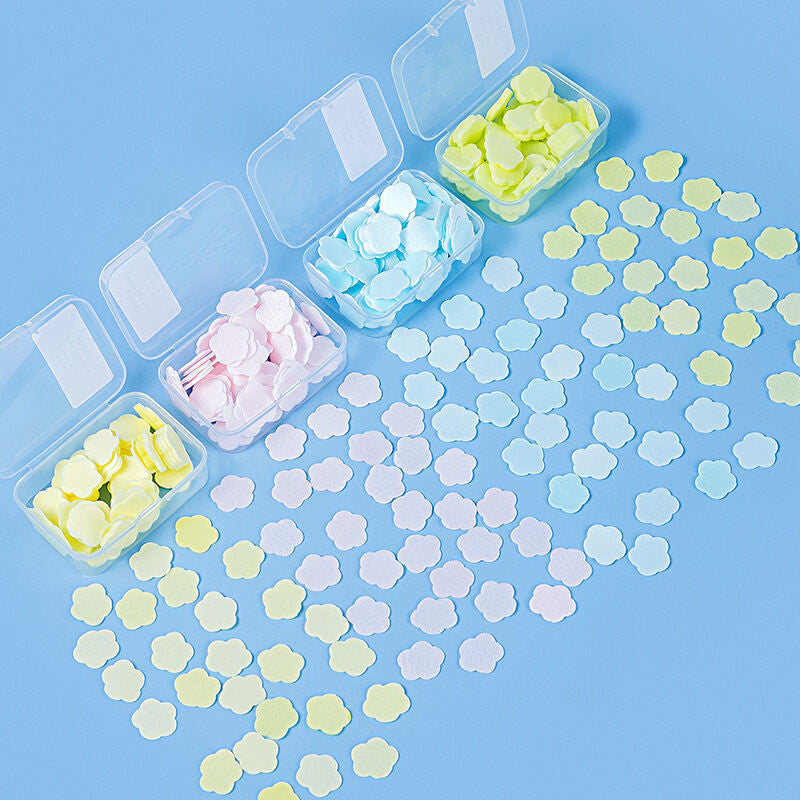 (HOME+) Portable Hand Sanitizer Disposable Travel Mini Petal Soap Tablets