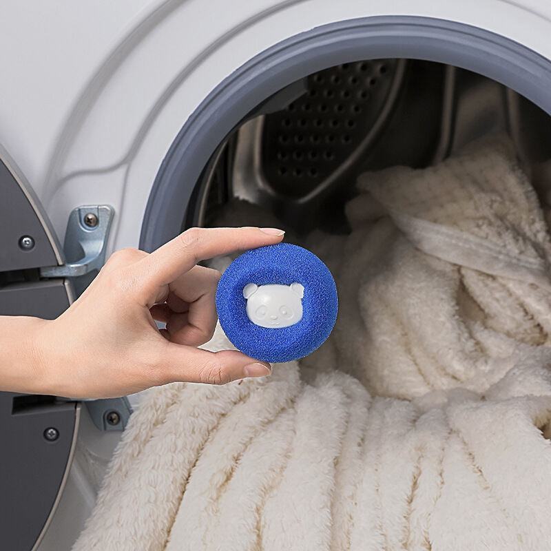 (HOME+) Little Bear Sponge Laundry Ball Anti entanglement Sticky Hair Ball Laundry Clothes Hair Cleaning Ball
