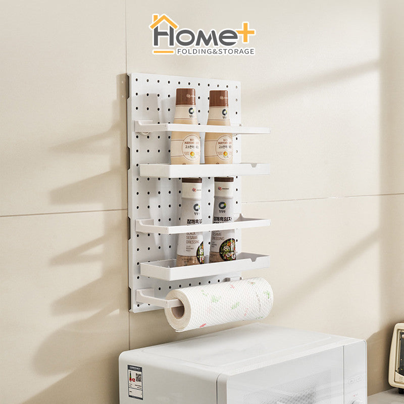 (HOME+) Kitchen Storage Hole Board Shelf Wall Mounted Multifunctional Storage Shelf