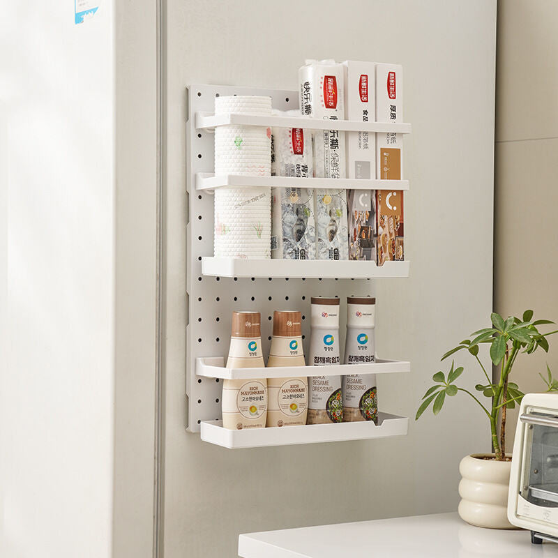 (HOME+) Kitchen Storage Hole Board Shelf Wall Mounted Multifunctional Storage Shelf