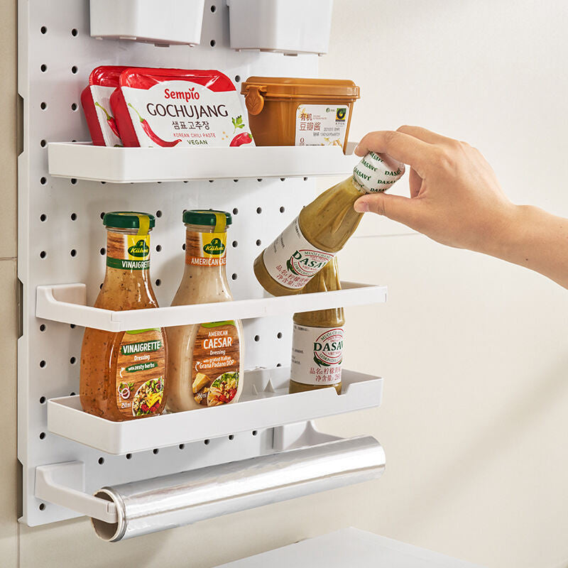 (HOME+) Kitchen Storage Hole Board Shelf Wall Mounted Multifunctional Storage Shelf
