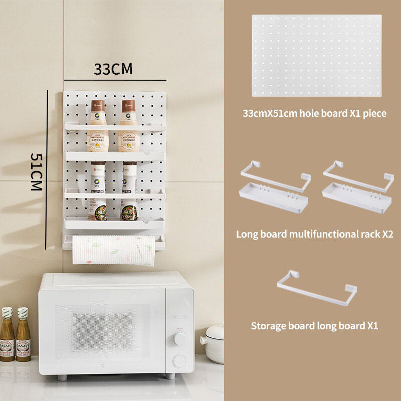 (HOME+) Kitchen Storage Hole Board Shelf Wall Mounted Multifunctional Storage Shelf